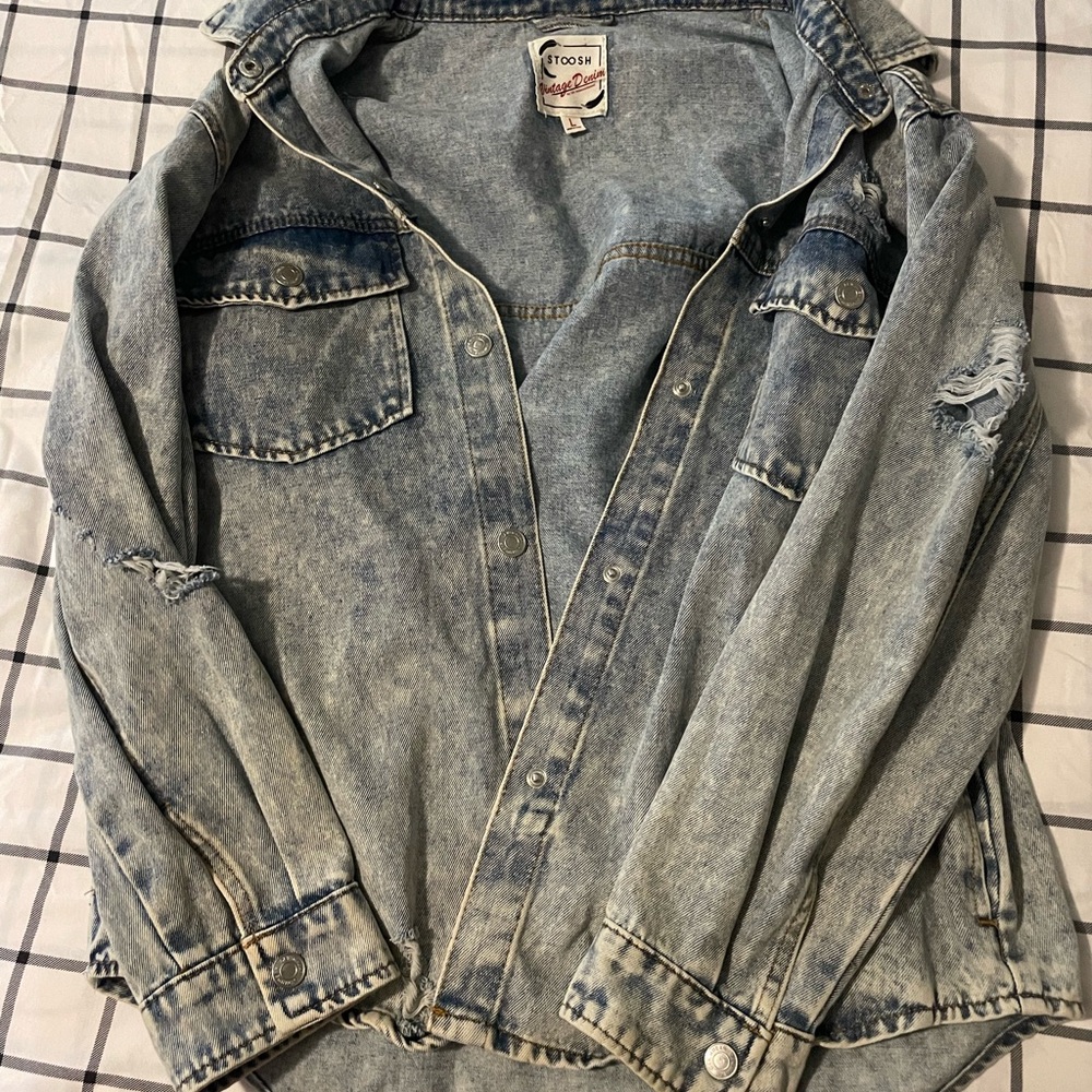 Acid Wash Denim Jacket - Light Blue